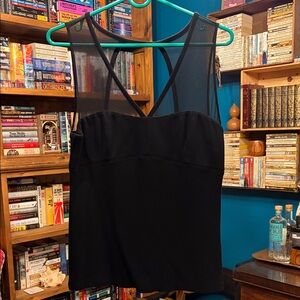 Club Monaco Black Mesh-Strap Women's Camisole Tank